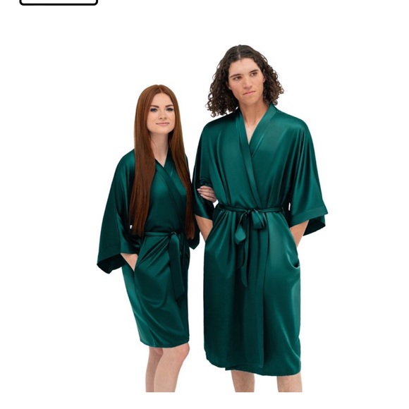 Hunter green hubby and wifey robes set of 2 - Picture 2 of 3